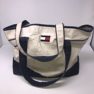 Tommy Hilfiger Vintage 90’s Style Beach Tote | Red, White & Blue